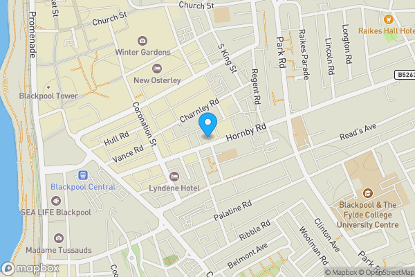 Map location for Kingscliff 78 Hornby Road, Blackpool, Lancashire FY1 4QJ