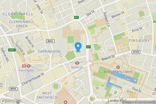 Map location for Flat 87, Florin Court 6-9, Charterhouse Square, BARBICAN, London, EC1M 6EX