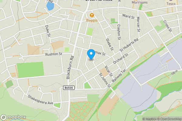 Map location for 18 Noble Street, Great Harwood, Blackburn, Lancashire, BB6 7DT