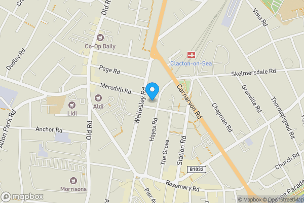 Map location for 83 Hayes Road, Clacton-On-Sea, Essex CO15 1TT