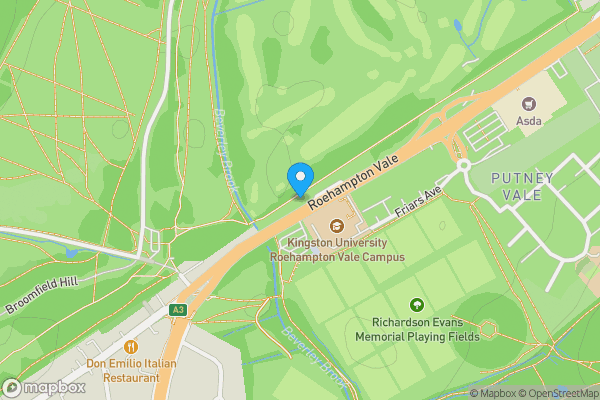 Map location for 128 Roehampton Vale, Roehampton, London, SW15 3RX