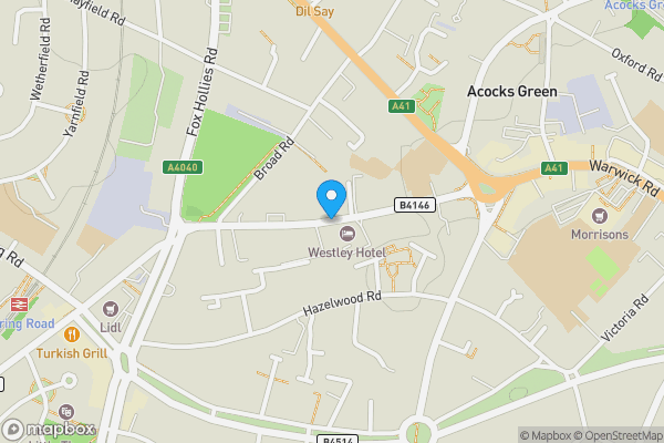 Map location for Westley Road, Birmingham, West Midlands, B27 7UW