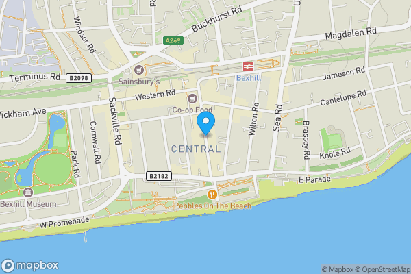 Map location for 62/62a Devonshire Road, Bexhill-on-Sea, East Sussex TN40 1AX
