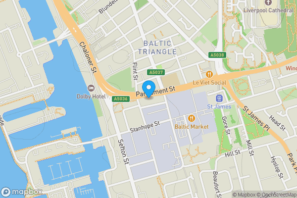 Map location for The Summit, Flat 503, 12 Parliament Street, Liverpool, L8 5QX