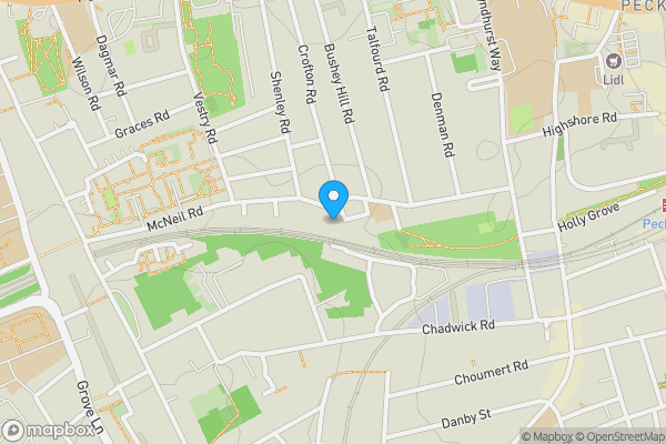 Map location for Land adjoining 124b Crofton Road, Peckham, London, SE5 8NA