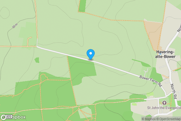 Map location for Land Adjoining Bower Farm Road, Havering - Atte, Romford, Essex, RM4 1QR