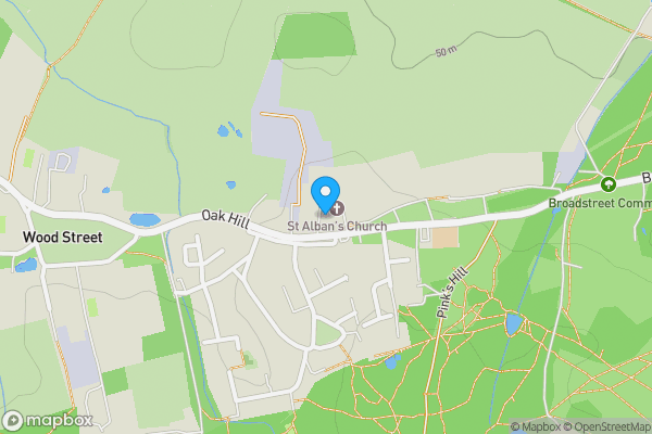 Map location for Flat 6, 98 Oak Hill, Wood Street Village, Guildford, Surrey, GU3 3EP