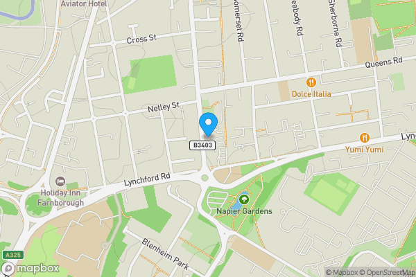 Map location for 7 Alexandra Road Farnborough Hampshire GU14 6BU