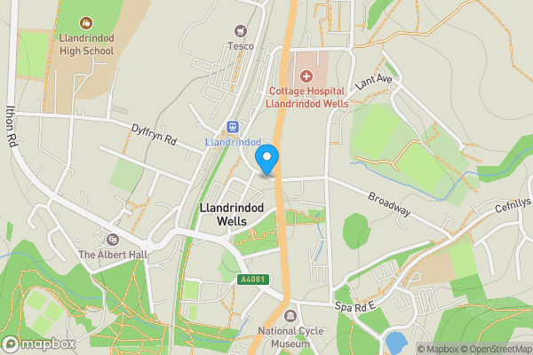 Map location for Flat 1 Commerce House, Station Crescent, Llandrindod Wells, Powys, LD1 5BD