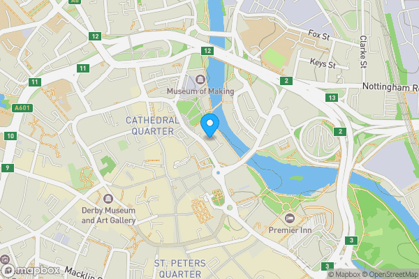 Map location for Apartment 41 Cathedral View, Full Street, Derby, Derbyshire, DE1 3AF