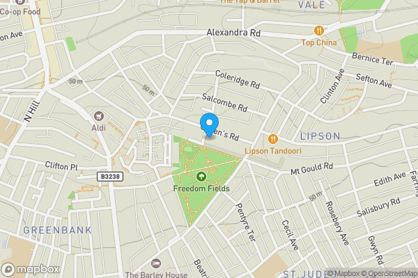 Map location for Flat 2, 10 Queens Gate, Lipson, Plymouth PL4 7PW