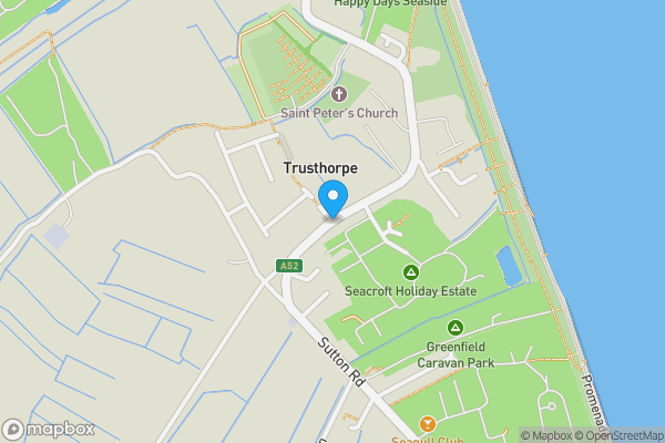 Map location for Site of Beach Huts Trusthorpe Road, Mablethorpe, Lincolnshire, LN12 2LT
