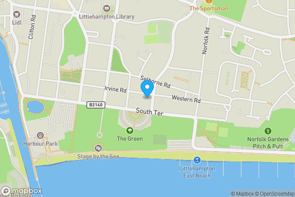 Map location for Flat 7, 1 St Augustine Road, Littlehampton, West Sussex, BN17 5NG