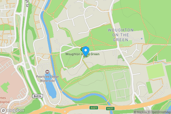 Map location for The Lodge, The Green, Woughton on the Green, Buckinghamshire, MK6 3BE