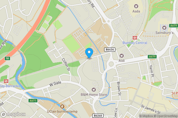 Map location for Land At Ashfield Road, Burnley, Lancashire, BB11 1BS