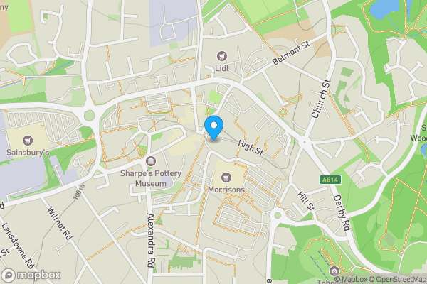 Map location for 12 High Street, Swadlincote DE11 8HY