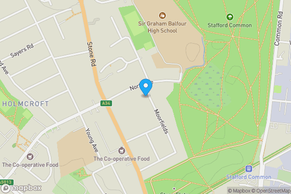 Map location for 31 Moorfields, Holmcroft, Stafford, Staffordshire ST16 1NH