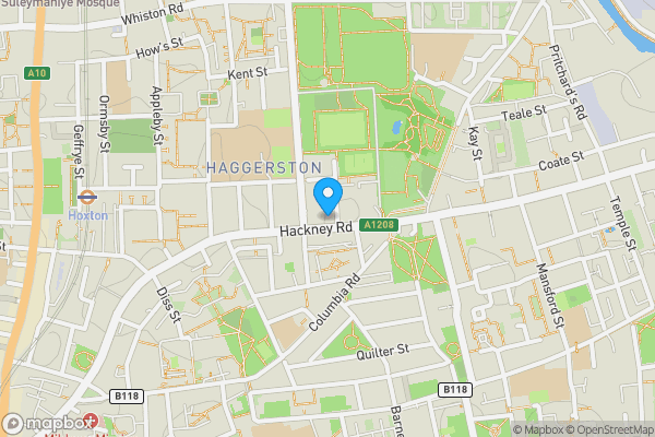 Map location for Flat 5, 257 Hackney Road, Haggerston, Hackney, London, E2 8NA