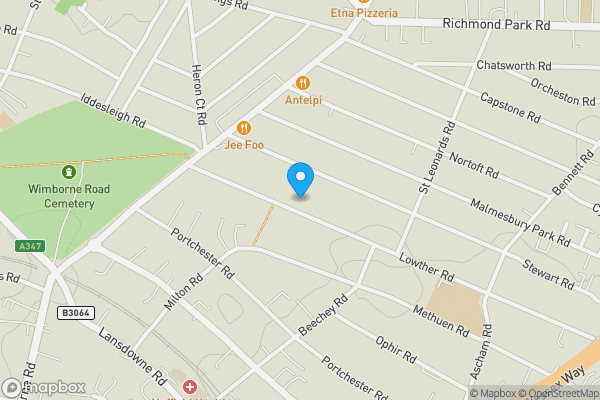 Map location for 115 Lowther Road, Bournemouth, BH8 8NP