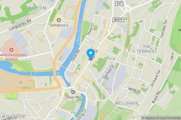 Map location for 45 High Street, Hawick, Scottish Borders, TD9 9BU