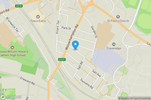 Map location for Meyrick Road, Stafford, Staffordshire, ST17 4DG