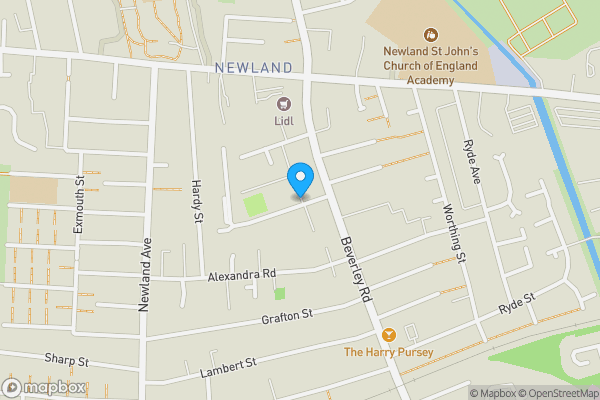 Map location for 2 Ash Grove, Beverley Road, Hull, HU5 1LU