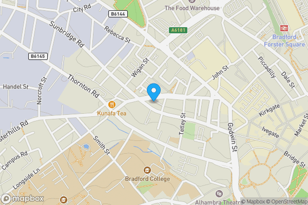 Map location for Flat 13, Sunbridge House, 132 Sunbridge Road, Bradford BD1 2PF