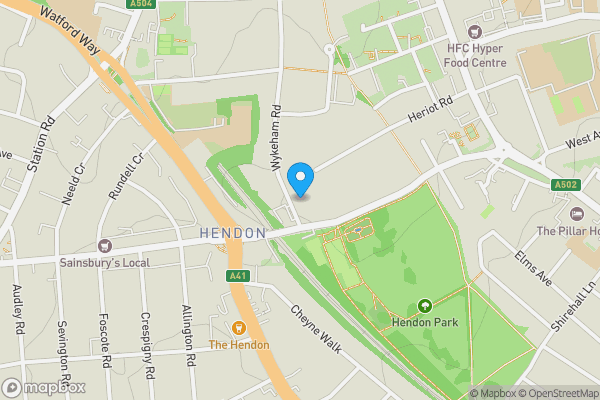 Map location for 5 Wykeham Road, Hendon, London, NW4 2TB