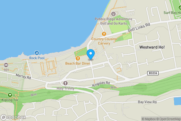 Map location for The Nook, Golf Links Road, Westward Ho, Bideford, Devon, EX39 1LH
