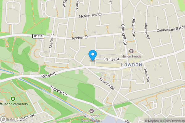 Map location for 4 Shakespeare Street, Wallsend, Tyne And Wear, NE28 7DE