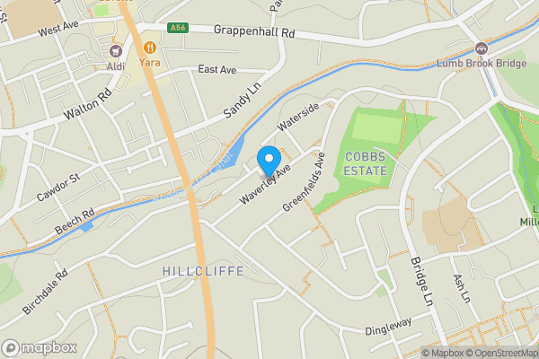 Map location for Waverley Avenue, Warrington, Cheshire, WA4