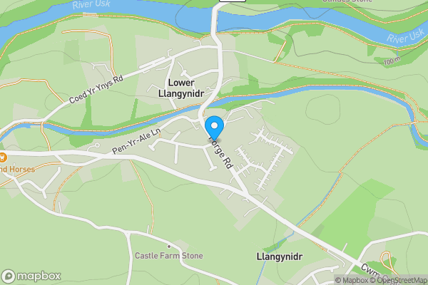 Map location for Land on the West Side Of Forge Road, Llangynidr, Crickhowell, NP8 1LX