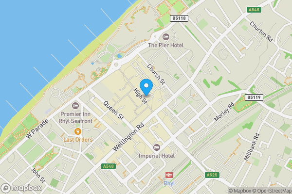 Map location for 53-55, High Street, Rhyl, Clwyd, LL18 1TH
