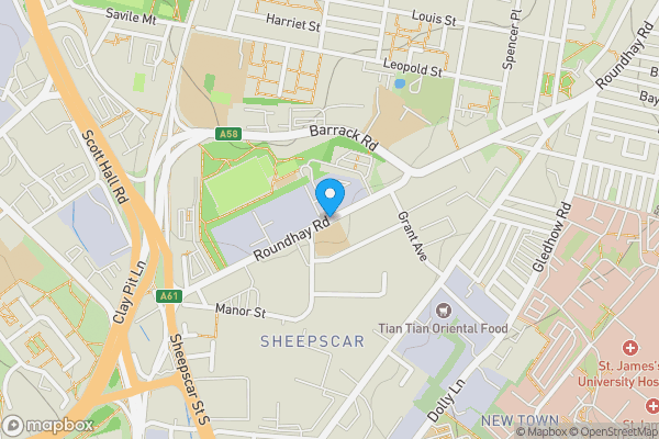 Map location for Development Land At Roundhay Road, Leeds, West Yorkshire, LS7 3AJ