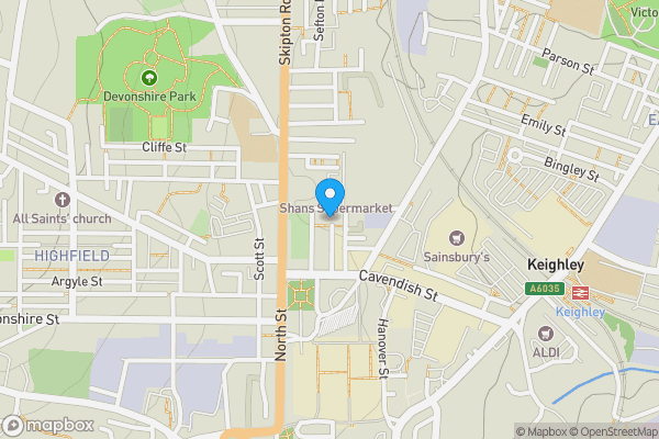 Map location for Buzz Bingo 38 Alice Street Keighley West Yorkshire BD21 3DA