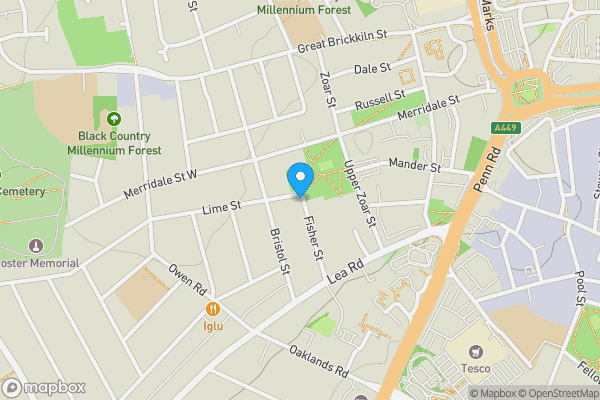 Map location for 36 Fisher Street, Pennfields, Wolverhampton, WV3 0LF