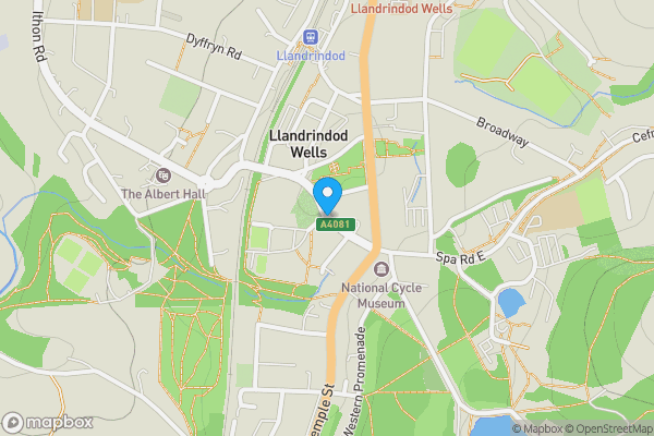 Map location for Shop and Premises Portland House, Spa Road, Llandrindod Wells, Powys, LD1 5ER
