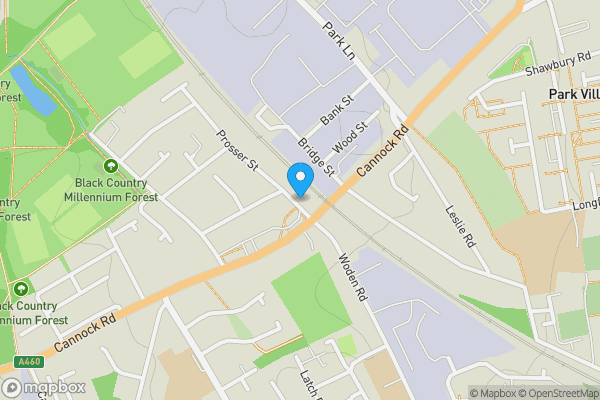 Map location for 2a & 2b Prosser Street, Wolverhampton, WV10 9AR