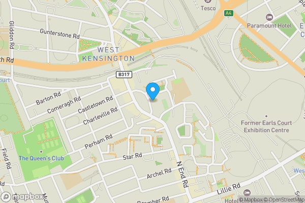 Map location for Flat 69 West Kensington Mansions, Beaumont Crescent, West Kensington, London, W14 9PF