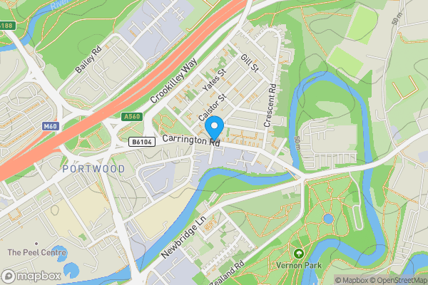 Map location for Carrington Road, Portwood, Stockport, SK1