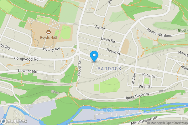 Map location for land and buildings on the South side of, Huddersfield, West Yorkshire, HD1 4ST