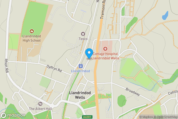 Map location for Flat 1 Commerce House, Station Crescent, Llandrindod Wells, Powys, LD1 5BD