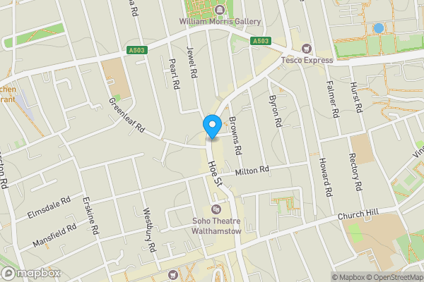 Map location for Ye Olde Rose & Crown 53 Hoe Street Walthamstow London E17 4SA