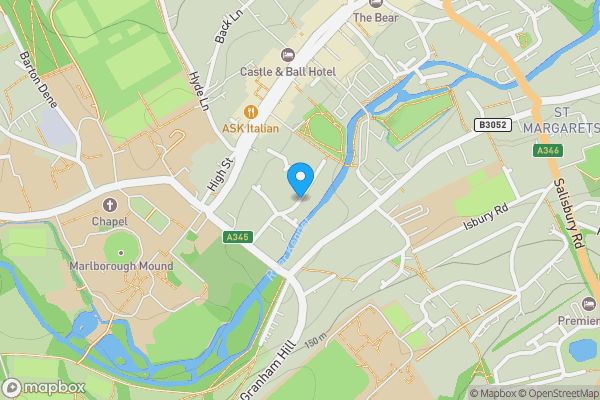 Map location for 33 Castle Court, River Park, Marlborough, Wiltshire, SN8 1XG