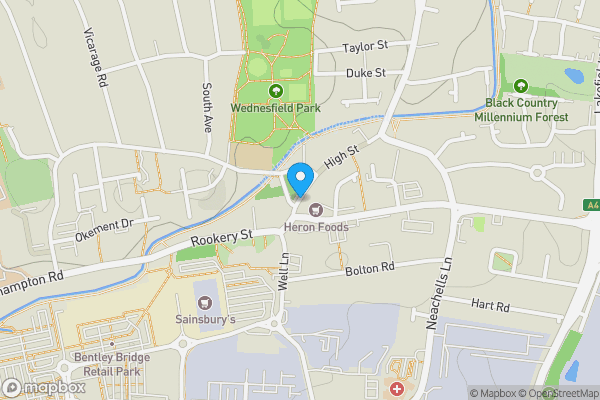 Map location for Land lying to the South East of High Street, Wednesfield, Wolverhampton WV11 1SZ