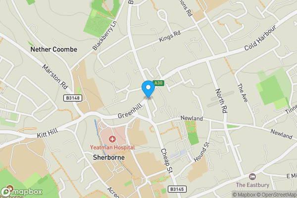 Map location for St. Georges House, Greenhill, Sherborne , DT9 4HF