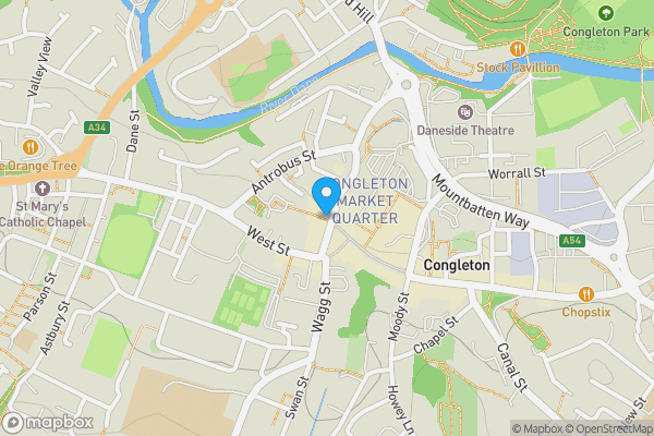 Map location for 2 Mill Street, Congleton, Staffordshire CW12 1AB