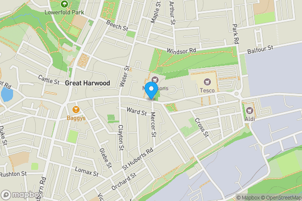 Map location for the north west of Queen Street, Barnoldswick, Lancashire, BB18 5QE