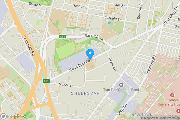 Map location for Development Land At Roundhay Road, Leeds, West Yorkshire LS7 3AJ