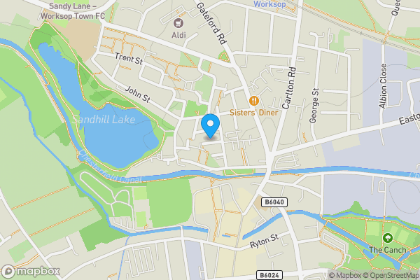 Map location for 16 Clumber Place, Worksop, Nottinghamshire, S80 1SB